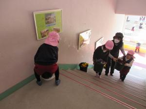 ほし組の子ども達が、植木鉢を運んでいます。