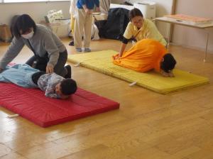 産道体験コーナー