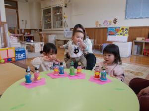 出来上がったお雛様と一緒に