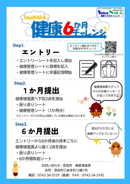 SmaNARA6か月健康チャレンジの流れ