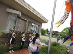 佐保幼　こいのぼり完成