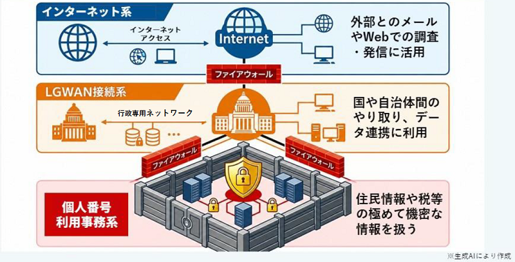 自治体におけるセキュアな三層ネットワーク環境について