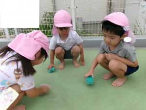 タワシで磨くときれいになるよ