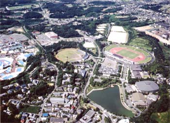 奈良電力鴻ノ池パーク（鴻ノ池運動公園）の空撮の画像