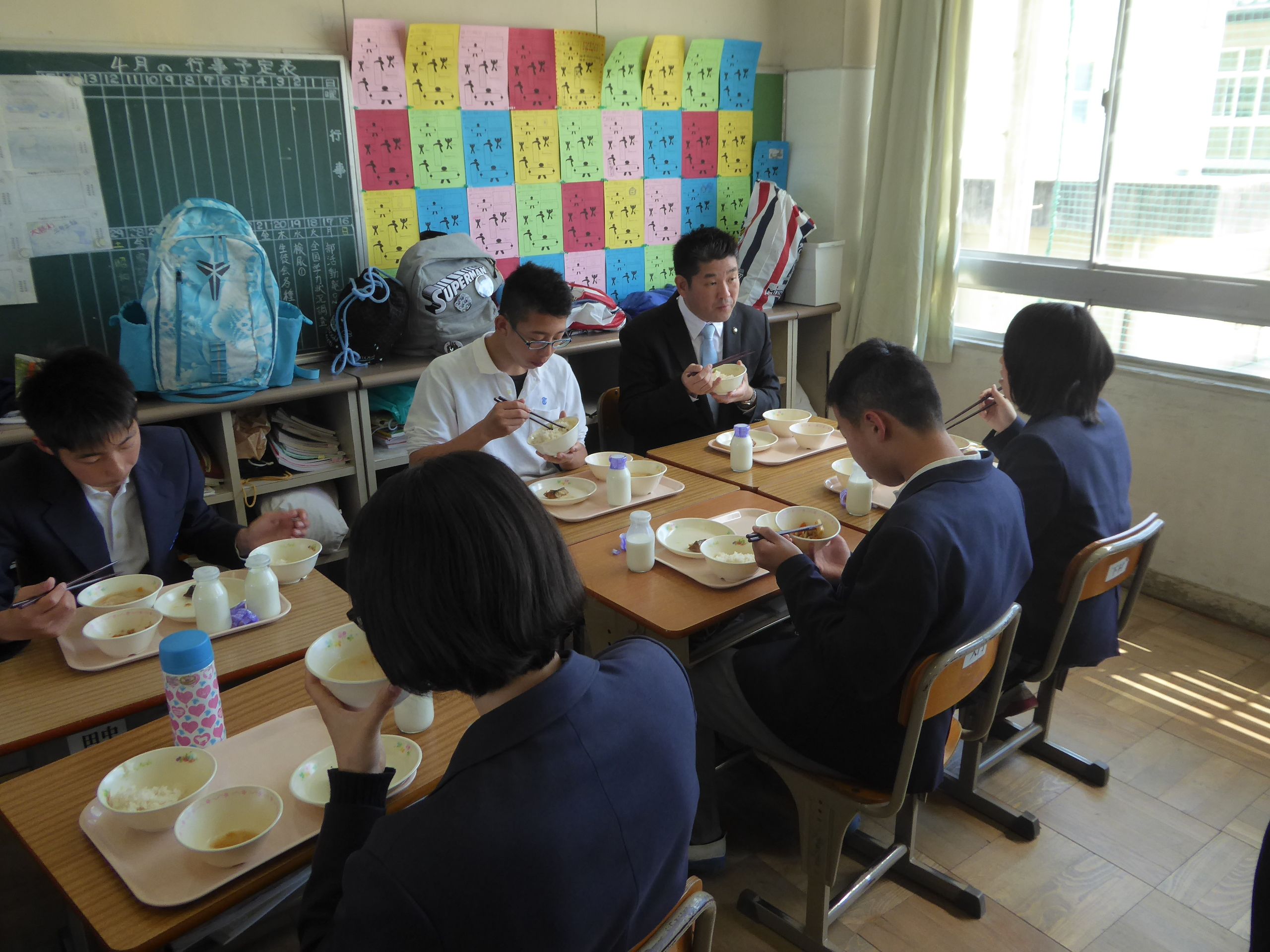 都南中学校　給食提供開始の画像