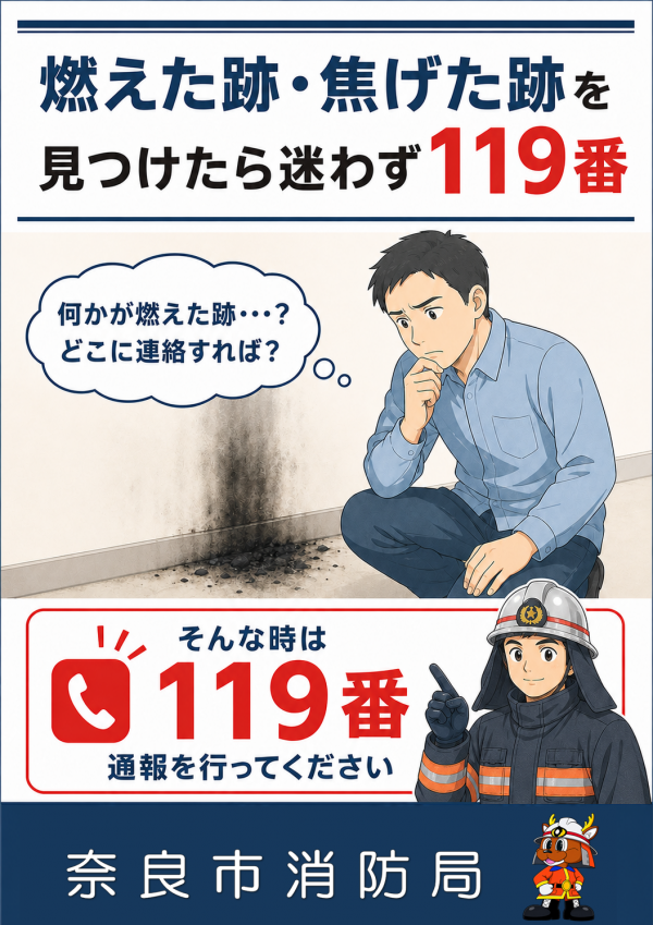 燃えた跡・焦げた跡を見つけたら迷わず119番